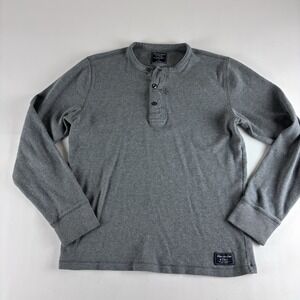 Abercrombie‎ & Fitch Long Sleeve  Knit Henley Men's Sz Medium Gray Cotton